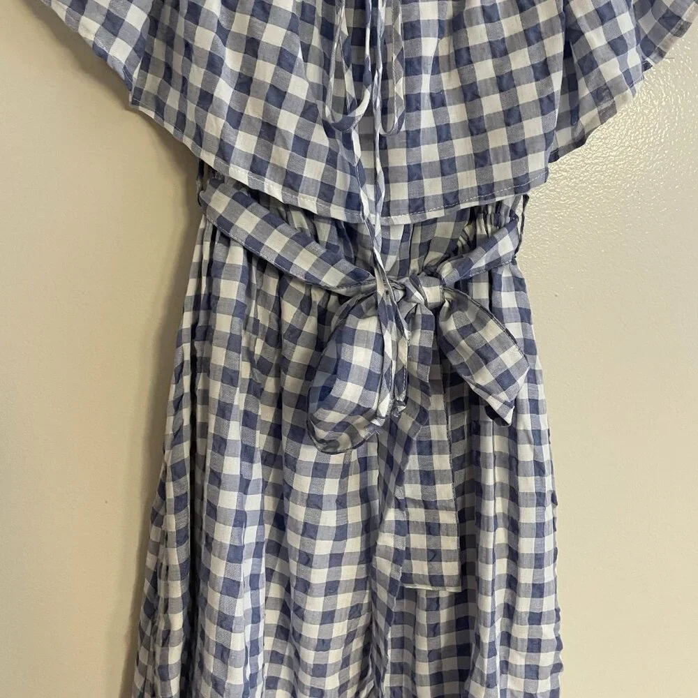 11 1 Tylho Anthropologie XXSP Gingham Ruffle Off The Shoulder Kinsey Dress NWT